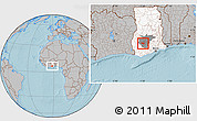 Gray Location Map of Adaagya, highlighted country, highlighted parent region, hill shading