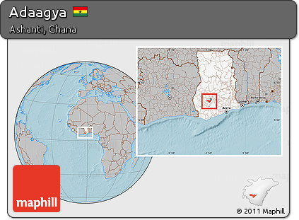 Gray Location Map of Adaagya, highlighted country, hill shading