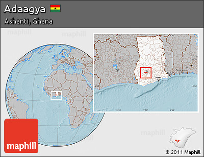 Gray Location Map of Adaagya, highlighted country, hill shading