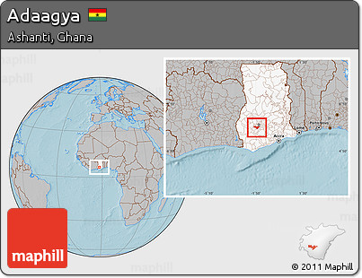 Gray Location Map of Adaagya, highlighted country, hill shading