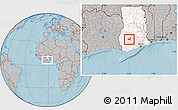 Gray Location Map of Adaagya, highlighted country, hill shading
