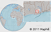 Gray Location Map of Adaagya, highlighted parent region, hill shading