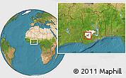 Satellite Location Map of Adaagya, highlighted parent region, within the entire country