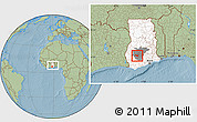 Savanna Style Location Map of Adaagya, highlighted country, highlighted parent region, within the entire country, hill shading