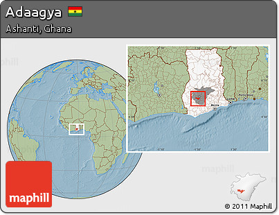 Savanna Style Location Map of Adaagya, highlighted country, highlighted parent region, hill shading