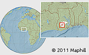 Savanna Style Location Map of Adaagya, highlighted parent region, within the entire country, hill shading