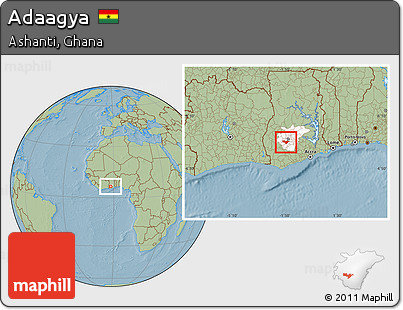 Savanna Style Location Map of Adaagya, highlighted parent region, hill shading