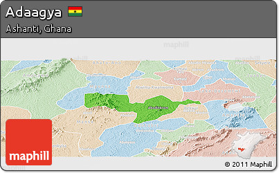 Political Panoramic Map of Adaagya, lighten