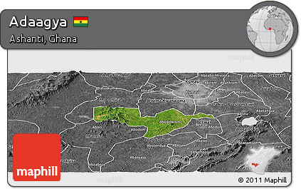 Satellite Panoramic Map of Adaagya, desaturated