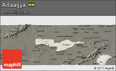 Shaded Relief Panoramic Map of Adaagya, darken