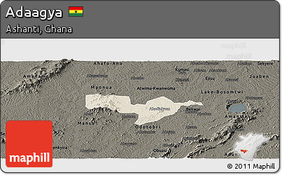Shaded Relief Panoramic Map of Adaagya, darken