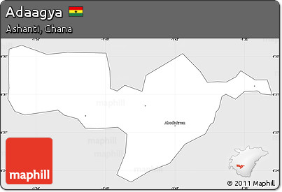 Silver Style Simple Map of Adaagya, single color outside