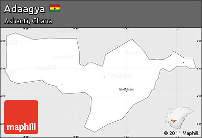 Silver Style Simple Map of Adaagya, single color outside