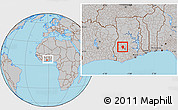 Gray Location Map of Ahafo-Ano, within the entire country