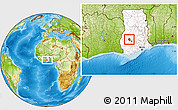 Physical Location Map of Ahafo-Ano, highlighted country