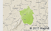 Physical Map of Ahafo-Ano, shaded relief outside