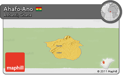 Savanna Style Panoramic Map of Ahafo-Ano, single color outside