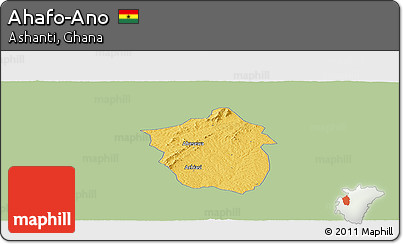 Savanna Style Panoramic Map of Ahafo-Ano, single color outside