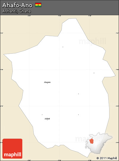 Classic Style Simple Map of Ahafo-Ano, single color outside