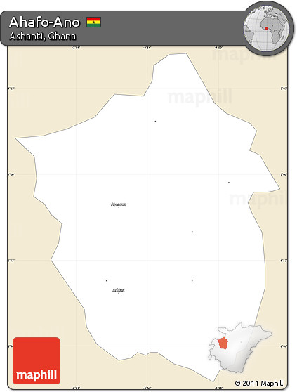 Classic Style Simple Map of Ahafo-Ano, single color outside