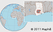 Gray Location Map of Ejisu, highlighted country, highlighted parent region