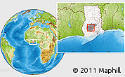 Physical Location Map of Ejisu, highlighted country, highlighted parent region