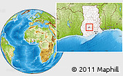Physical Location Map of Ejisu, highlighted country
