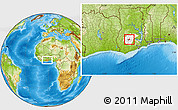 Physical Location Map of Ejisu, highlighted parent region