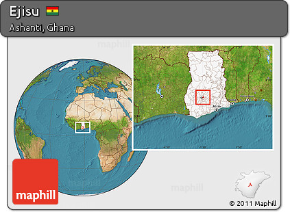 Satellite Location Map of Ejisu, highlighted country