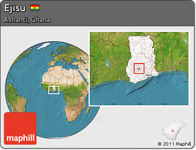 Satellite Location Map of Ejisu, highlighted country