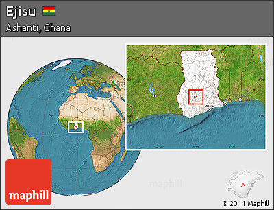 Satellite Location Map of Ejisu, highlighted country