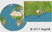 Satellite Location Map of Ejisu, highlighted parent region
