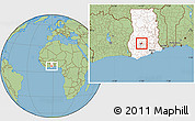 Savanna Style Location Map of Ejisu, highlighted country