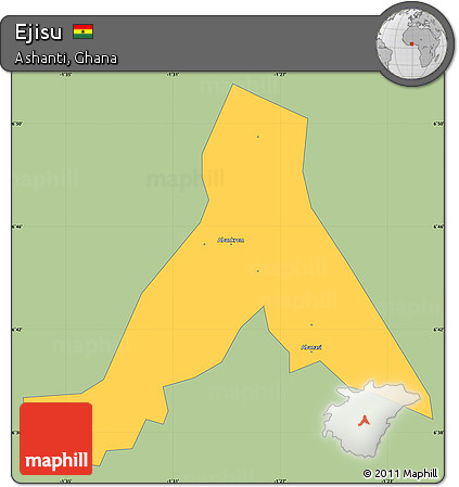Savanna Style Simple Map of Ejisu, single color outside