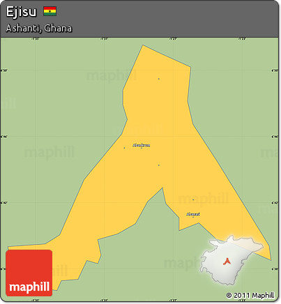 Savanna Style Simple Map of Ejisu, single color outside
