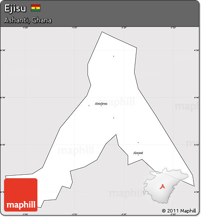 Silver Style Simple Map of Ejisu, cropped outside