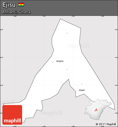 Silver Style Simple Map of Ejisu, cropped outside