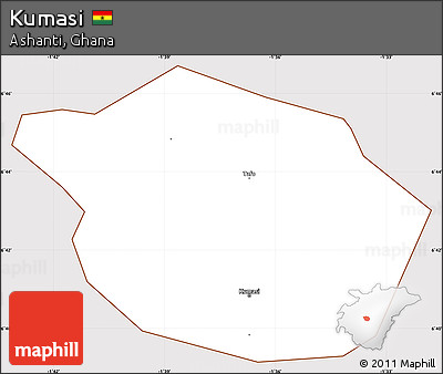 Classic Style Simple Map of Kumasi, cropped outside