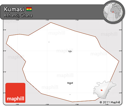 Classic Style Simple Map of Kumasi, cropped outside