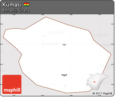 Classic Style Simple Map of Kumasi, cropped outside