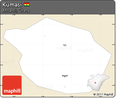 Classic Style Simple Map of Kumasi, single color outside