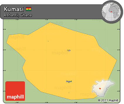 Savanna Style Simple Map of Kumasi, single color outside