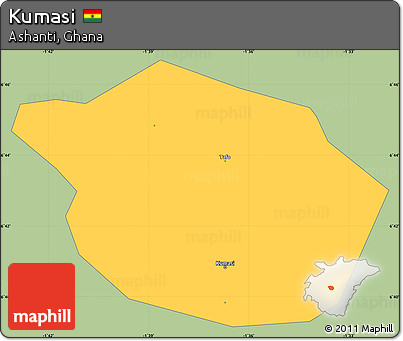 Savanna Style Simple Map of Kumasi, single color outside