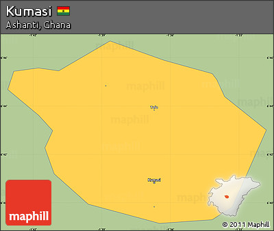 Savanna Style Simple Map of Kumasi, single color outside
