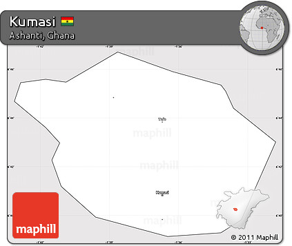 Silver Style Simple Map of Kumasi, cropped outside