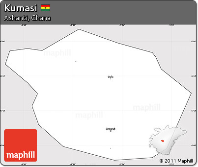 Silver Style Simple Map of Kumasi, cropped outside