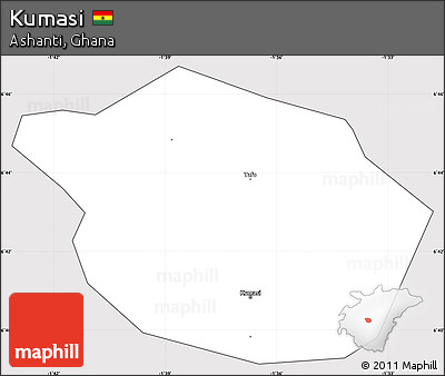 Silver Style Simple Map of Kumasi, cropped outside