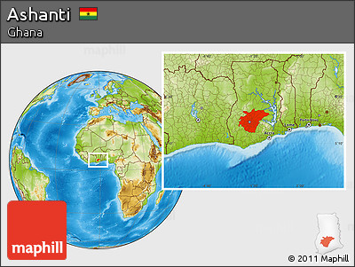 Physical Location Map of Ashanti