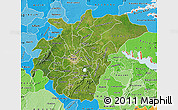 Satellite Map of Ashanti, political shades outside