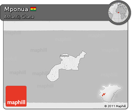 Gray 3D Map of Mponua, single color outside